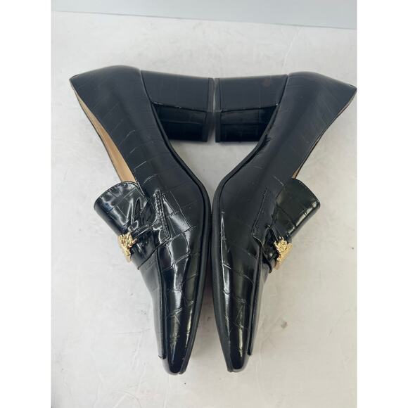 Liz Claiborne Melba Black Vegan Croc Embellished Block Heel  Slip On Pumps 11M - Picture 5 of 12